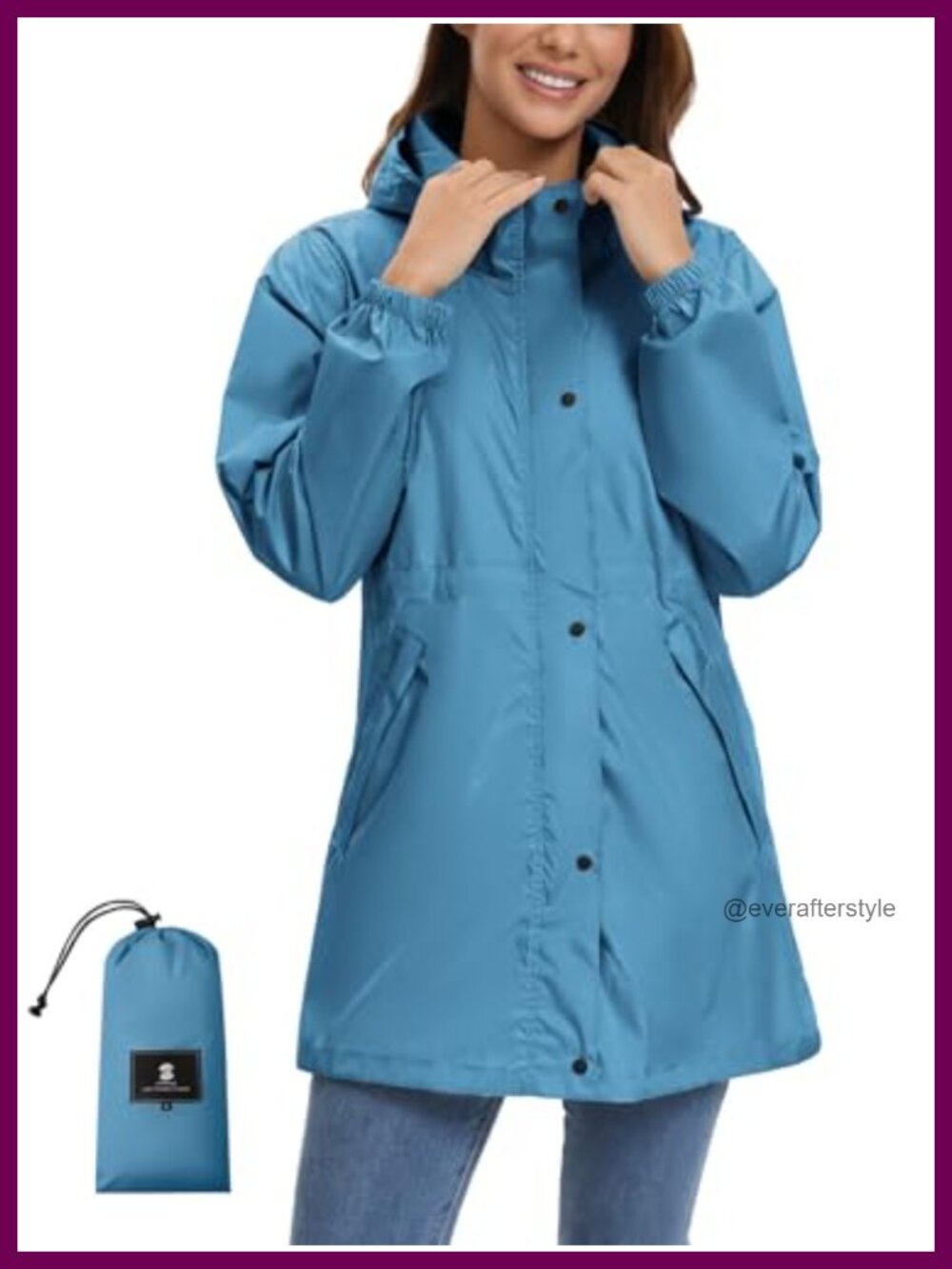 SaphiRose Lightweight Packable Rain Jacket Hooded Waterproof Windproof